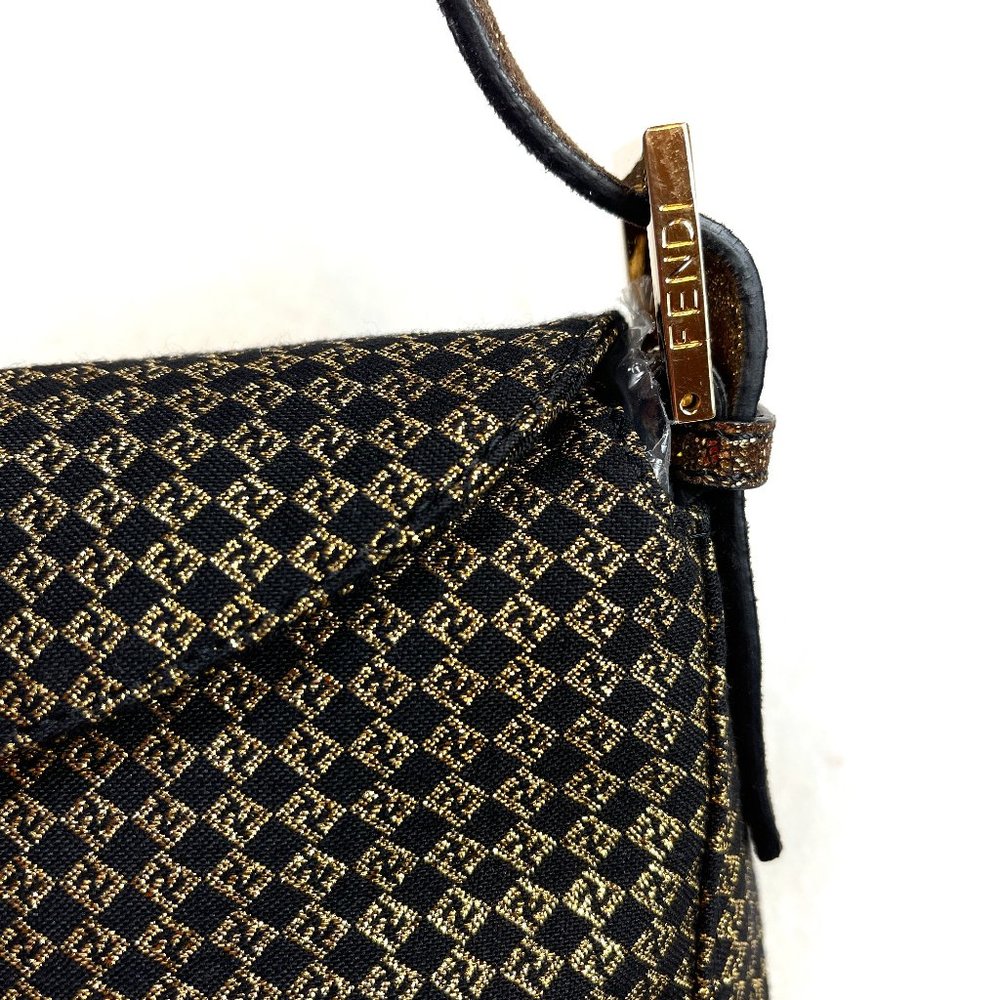 Auc New Fendi Zucchino Metallic Gold Canvas Mamma bag - Picture 9 of 17